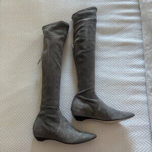 Sigerson Morrison Suede Flat Boots Size 6.5 Gray